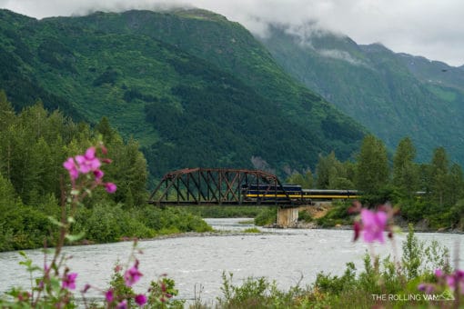Alaska Railroad Glacier Discovery train, trestle bridge
