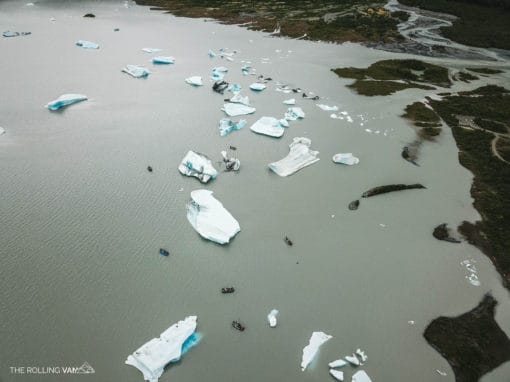 Aerial view of Spencer Glacier Iceberg Maze