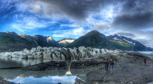 Walking the moraine of Spencer Glacier