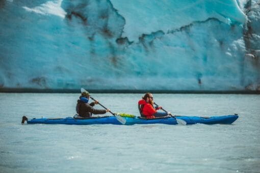 Tandem kayak at Spencer Glacier