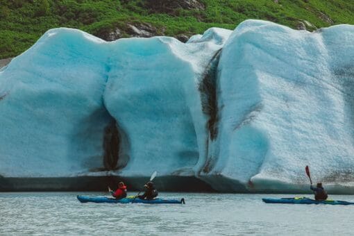 Kayaks near Spencer Glacier Front